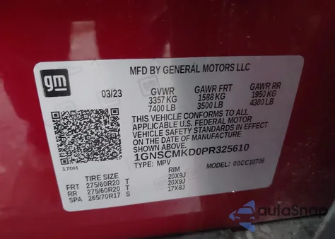 2023 Chevrolet Tahoe 2Wd Ls from USA, damaged, VIN 1GNSCMKD0PR325610